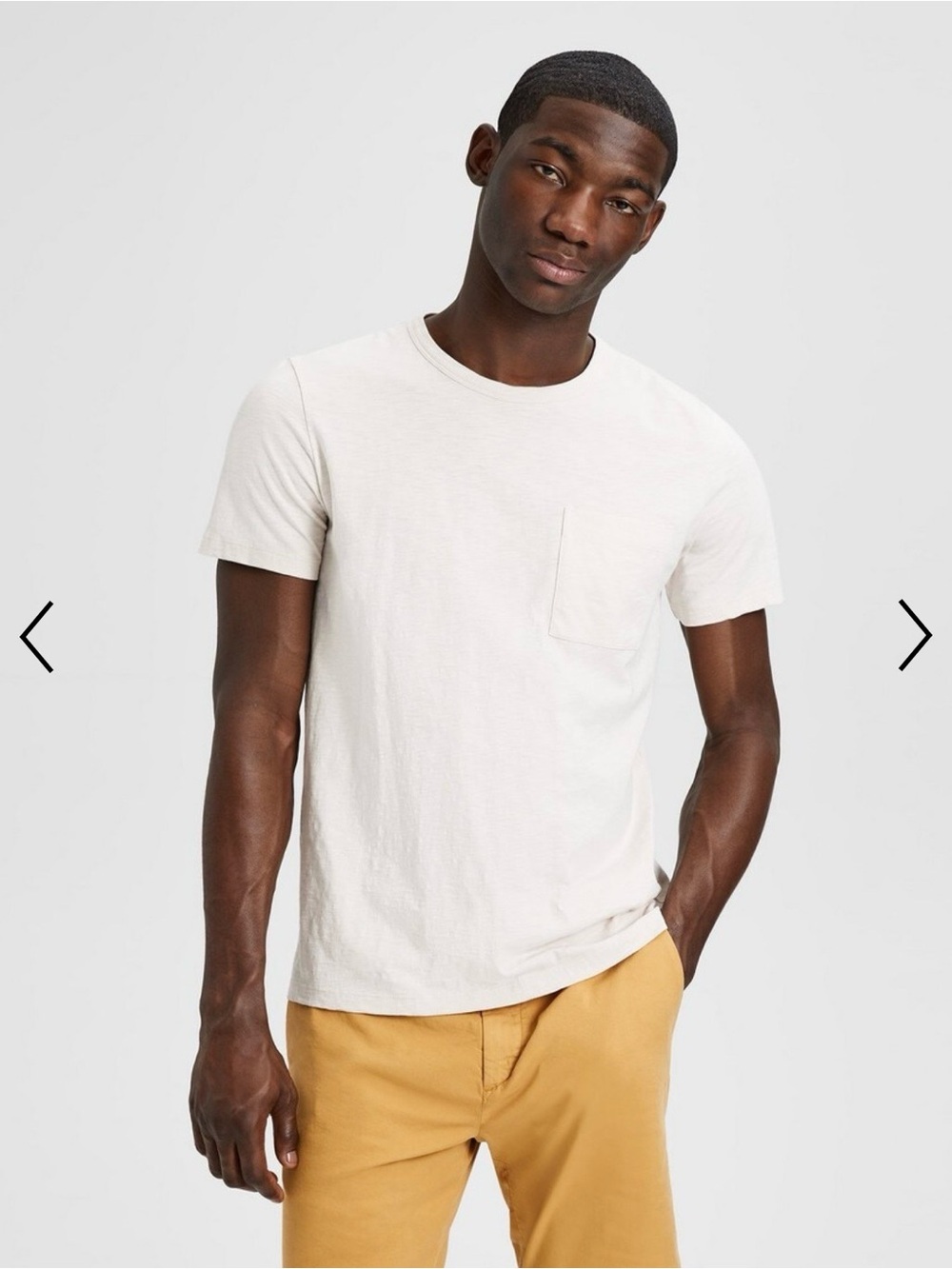 Theory Cream/Light Peach Short-Sleeve Pocket Tee Size XLarge